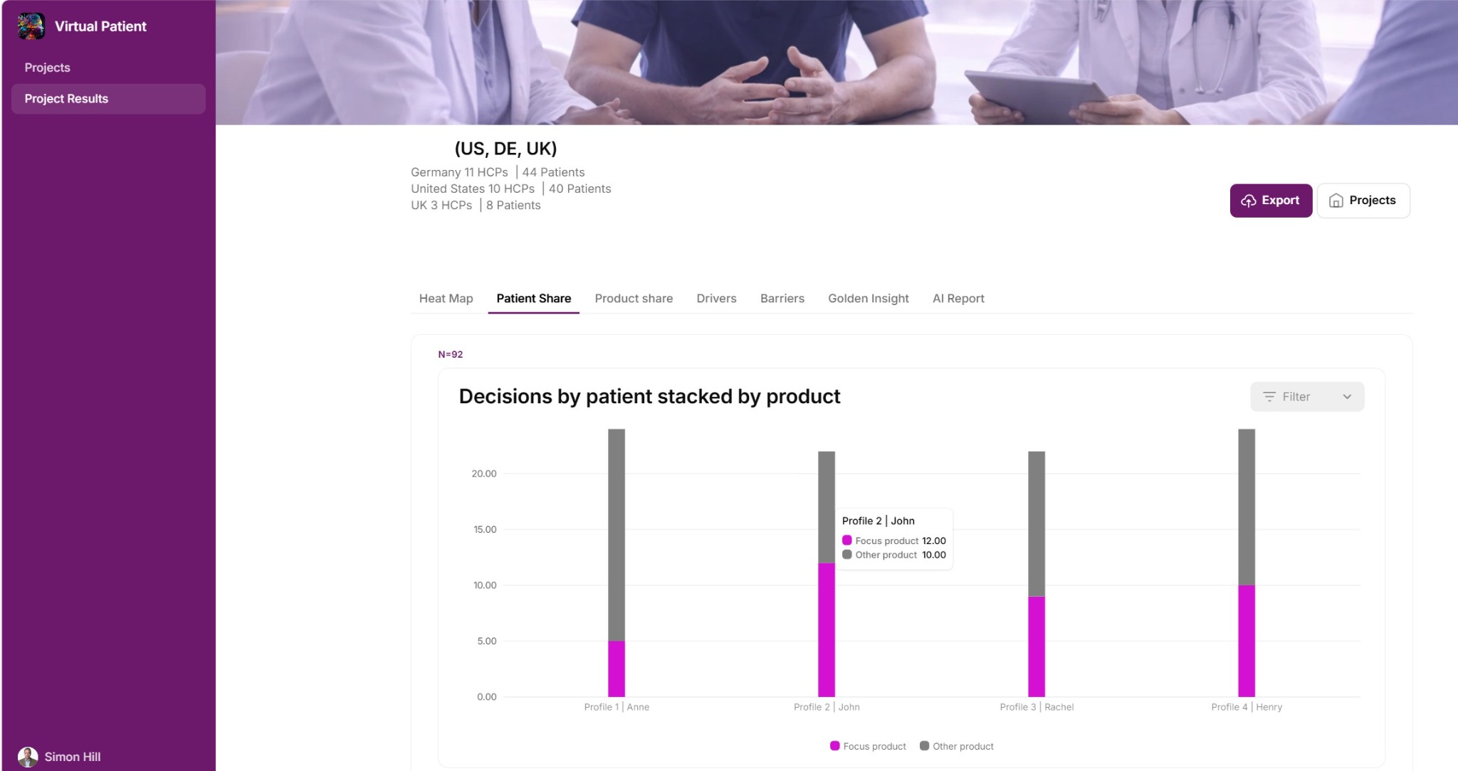 Results and insights screen