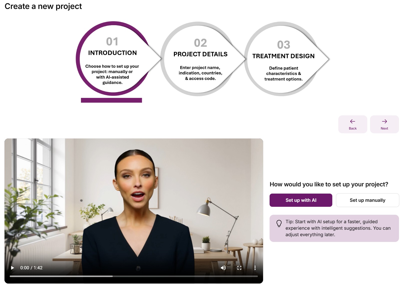 AI-powered setup screen